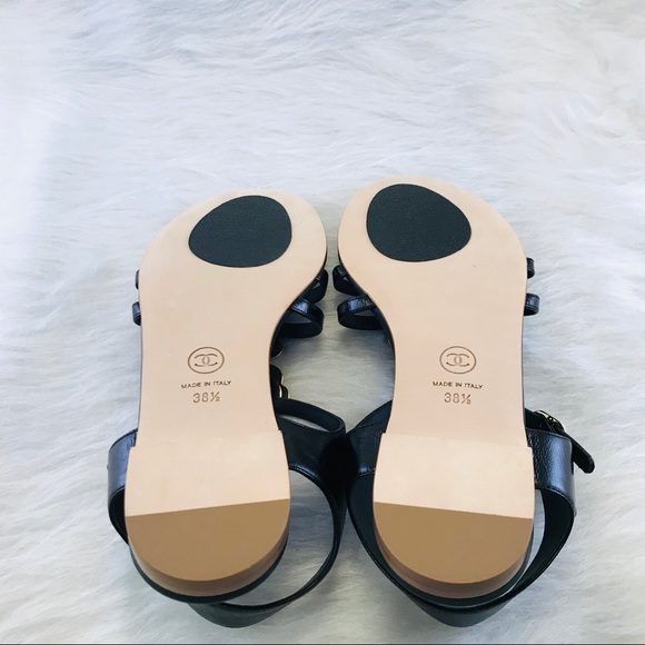 CHANEL Camellia Leather Thong Sandals Black - Picture 8 of 8